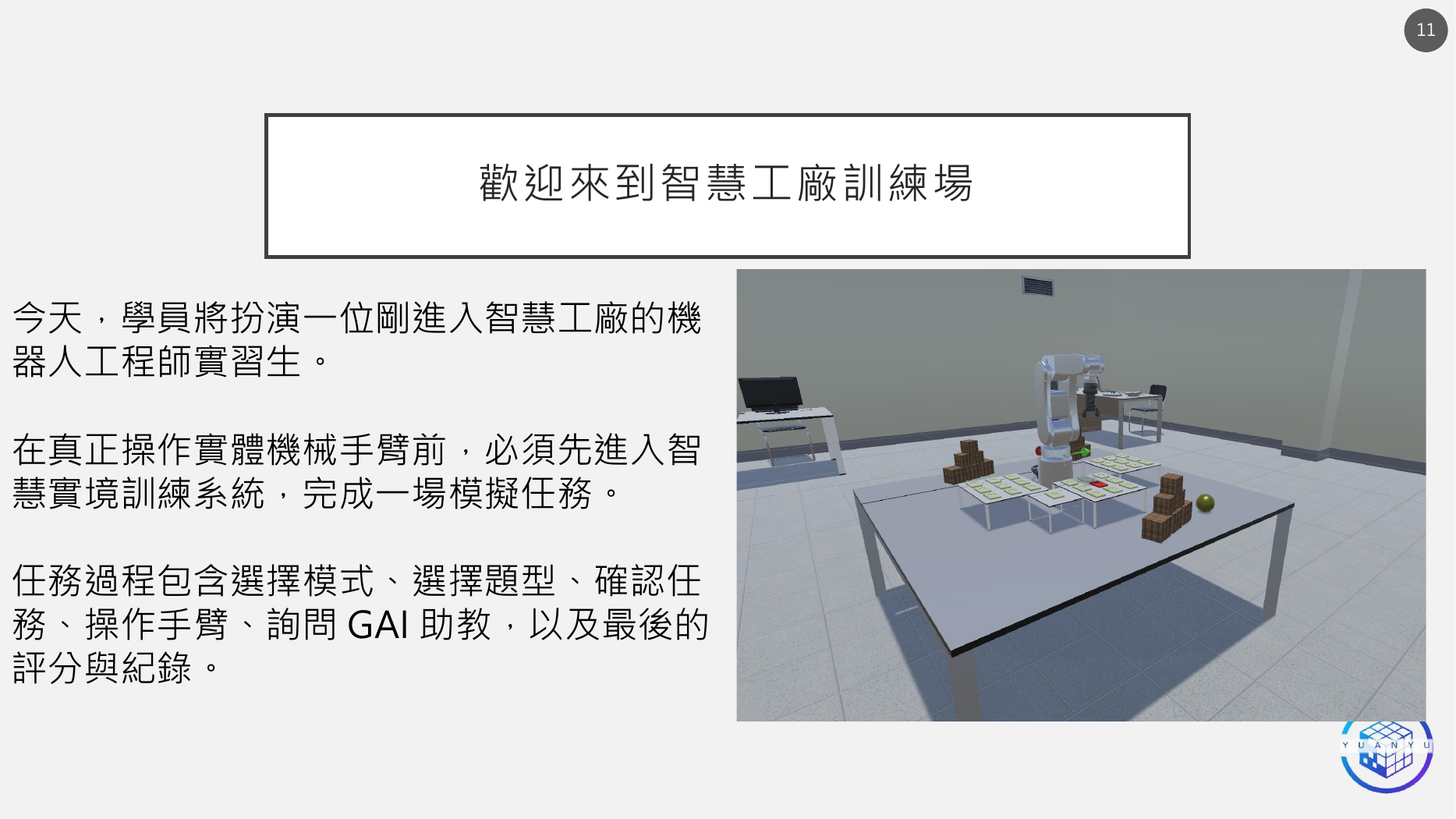 智慧工廠機器人訓練場景